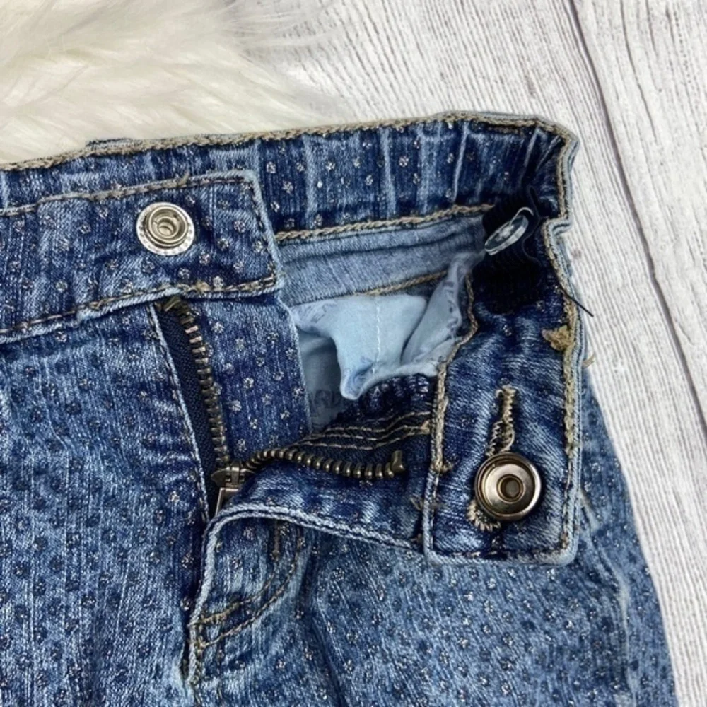 Arizona Jeans Co Skinny Jeans Toddler Girls Size 4T Silver Glitter Polka Dots